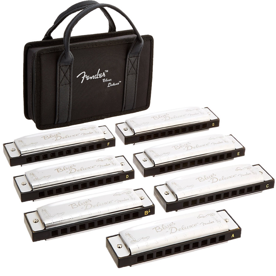 Fender Blues Deluxe Harmonicas - 7 Key Set with Carry Case, New!