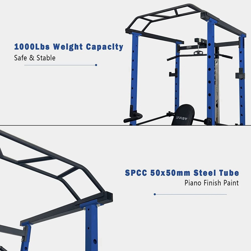 Multi functional Power Cage,Home Adjustable Pullup Squat Rack 1000Lbs Capacity