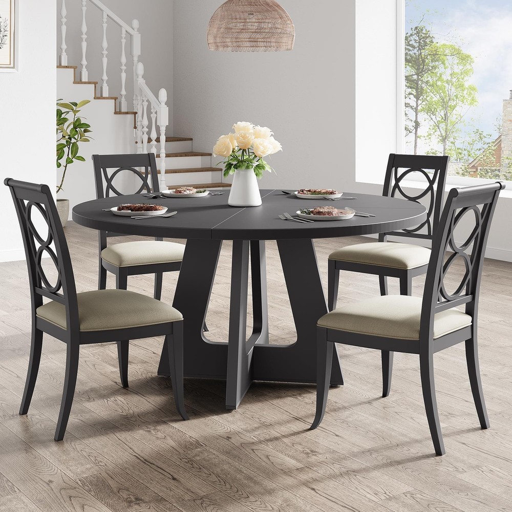 47" Round Dining Room Table ,Farmhouse Wooden Kitchen Table ,Circle Dinner Table