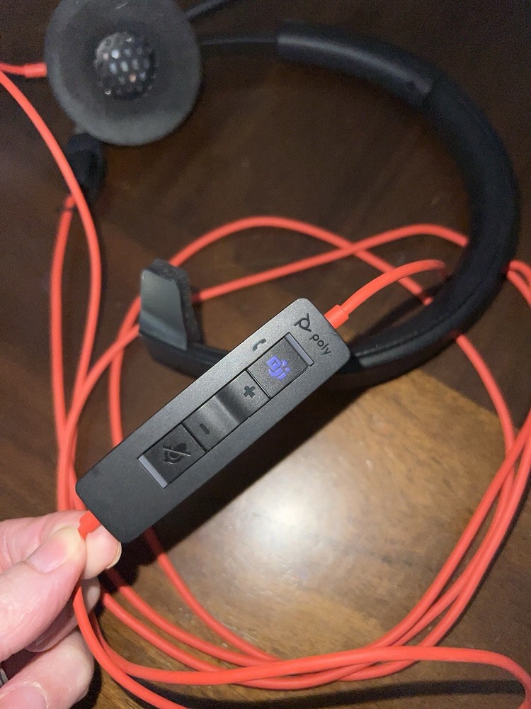 Poly USB Wired Headset Boom Microphone Inline Controls Black/Red