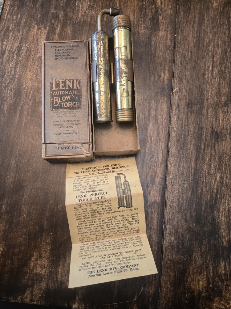 Vintage Lenk No. 24 Automatic Blow Torch-Original Box And Instructions-Untested
