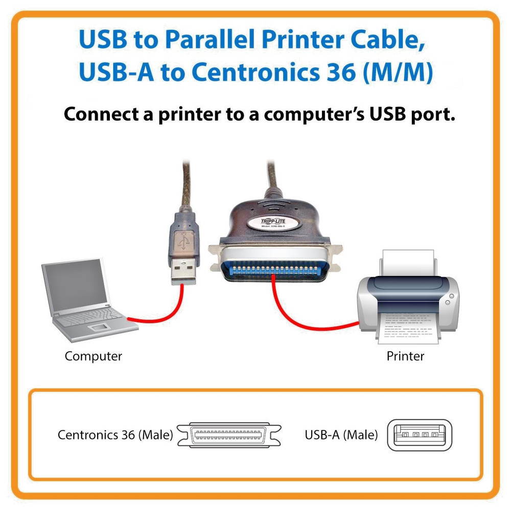 USB to Parallel Printer ADAPTER Cable convert USB A to Centronics 36 pin M/M 30"