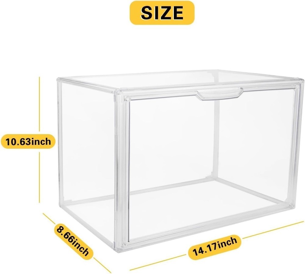 Clear Stackable Acrylic Storage Bins with Magnetic Lid - Dustproof & Elegant