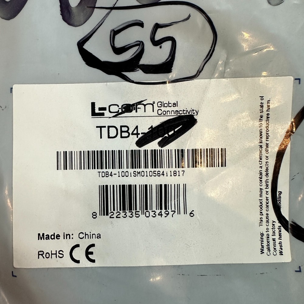 L-Com TDB4-100 26/4 PVC Flat Modular Cord, 55ft