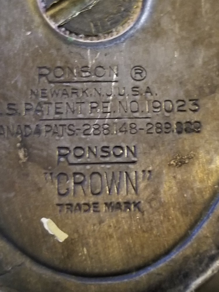 Ronson Crown Heavy Silver Plate Table Lighter Vintage