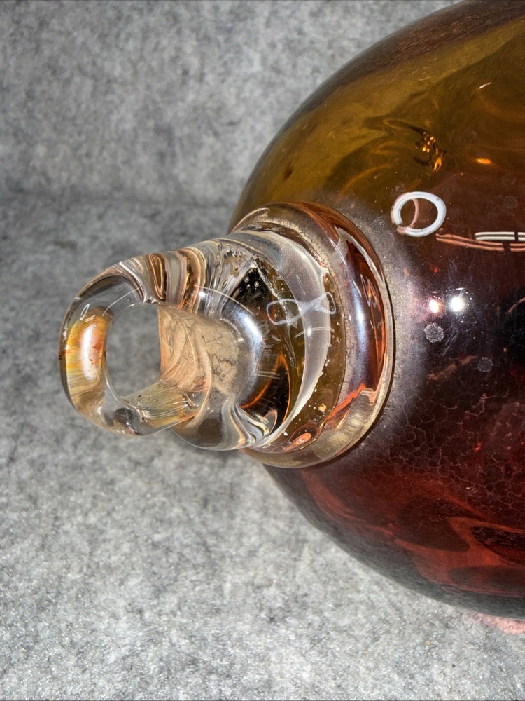 Hand Blown Amber Hummingbird Feeder