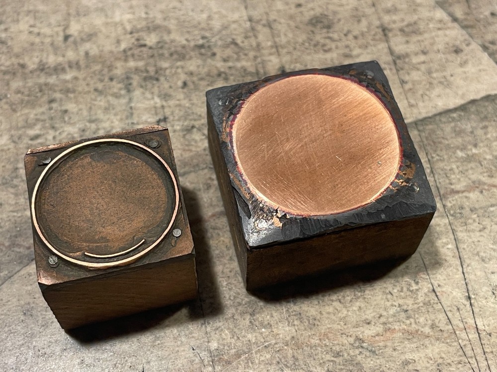 Printing Letterpress Printers Block Copper - Two Circles (1684)