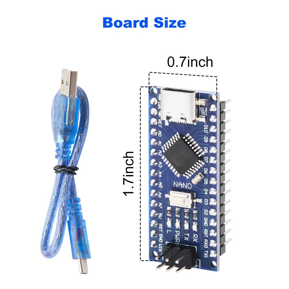 2Pcs Nano V3.0 Board ATmega328P/CH340G Chip Microcontroller Kit Compatible wi...