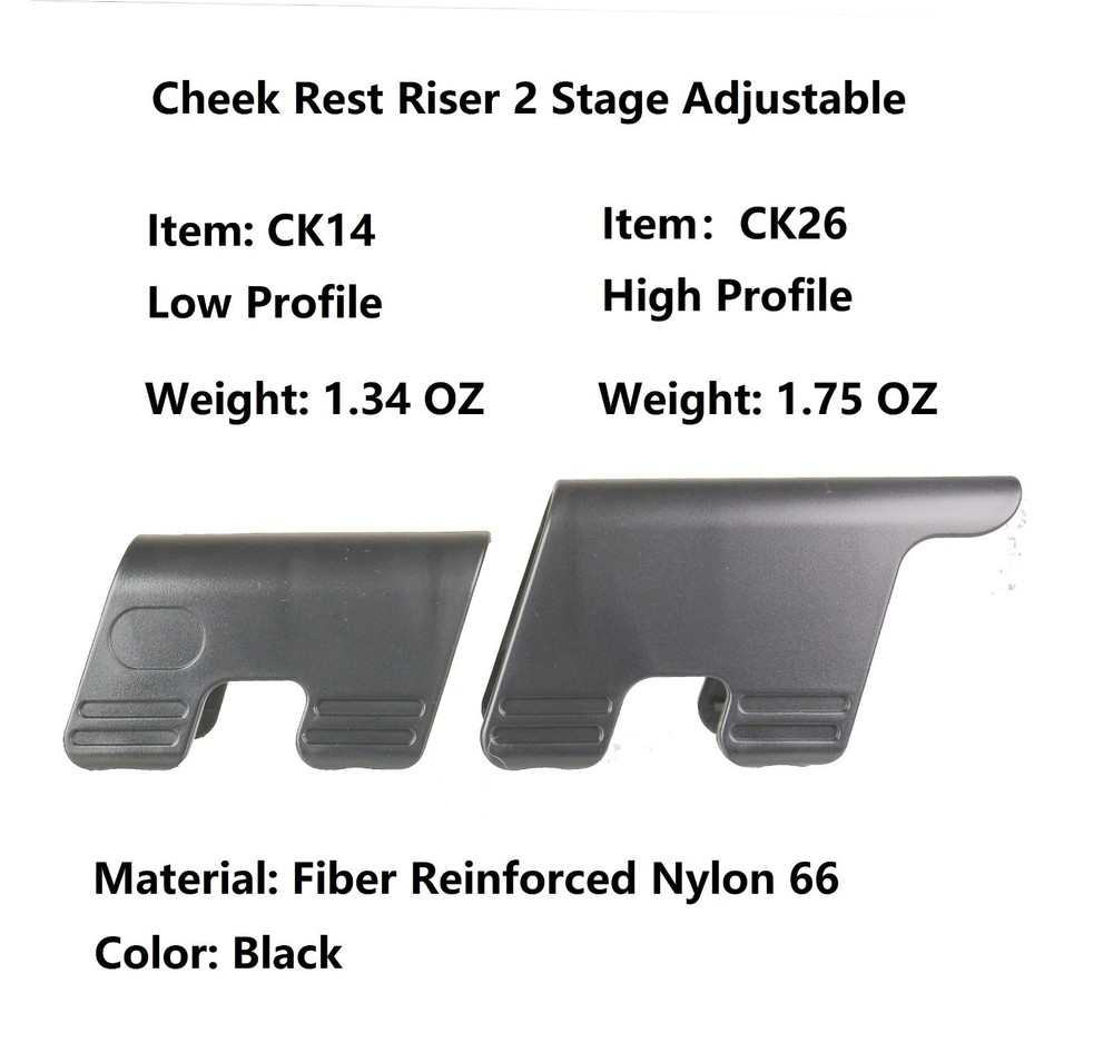 FieldSport Polymer Cheek Rest Riser For Buttstock High and Low Profile 2PC Combo