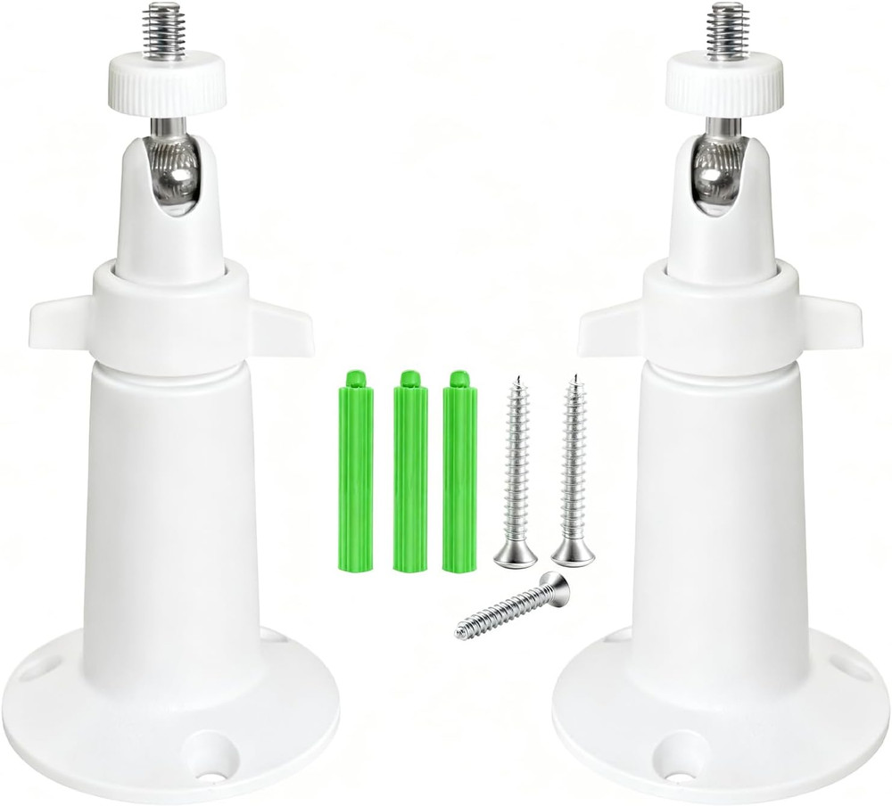 Adjustable Wall Mount Bracket for Arlo, Ring, Wyze Cam - 2-Pack White