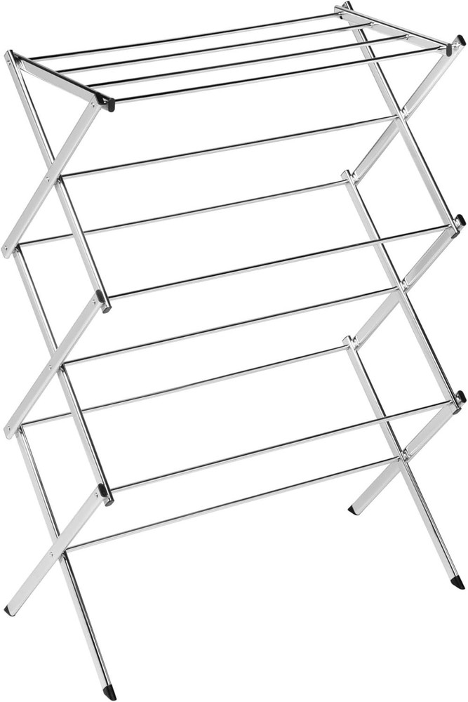 Folding Chrome Drying Rack - 24FT Space, Stylish Design for Efficient Air Drying