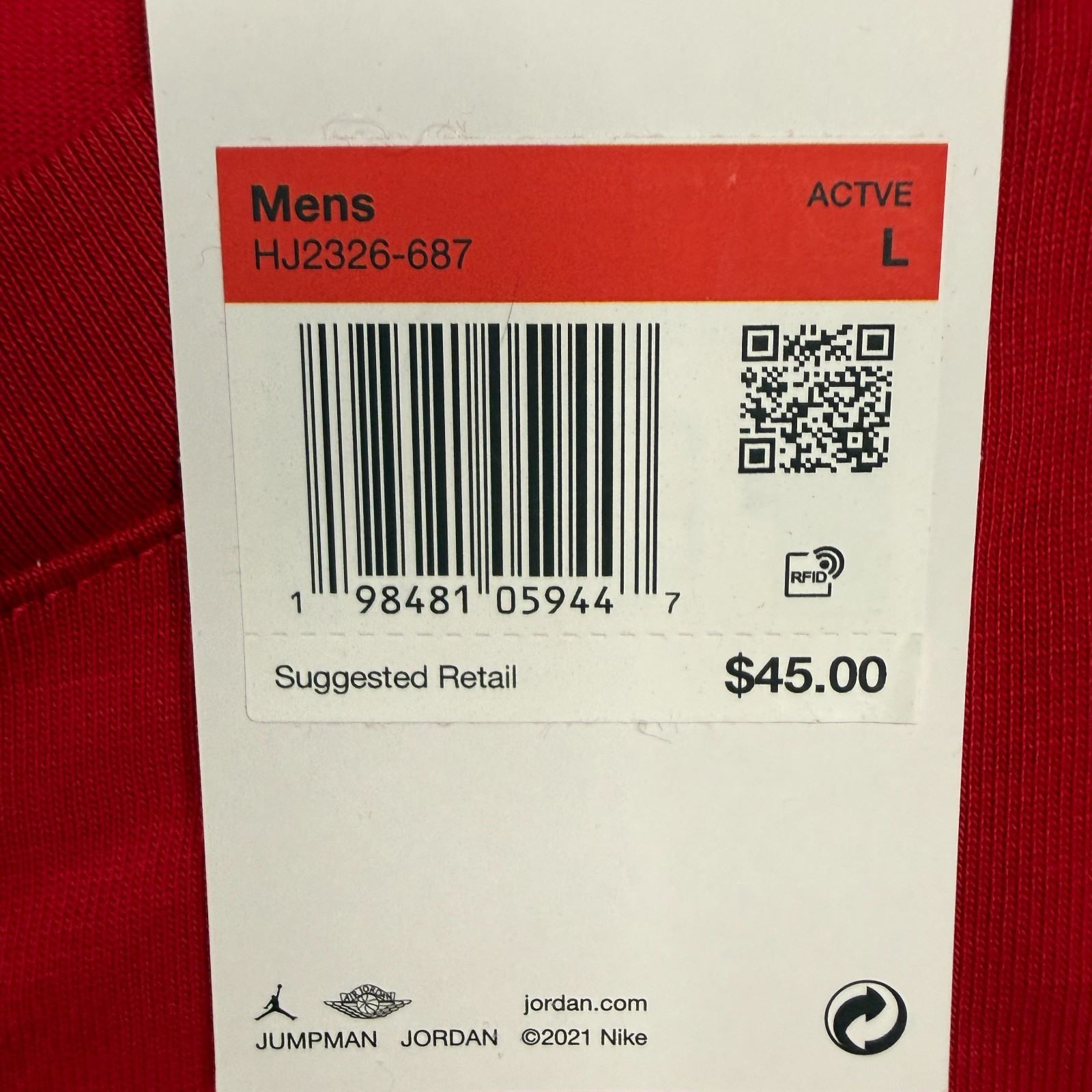 Nike Air Jordan Shirt Mens L Red Sneaker Patch Basketball HJ2326 687