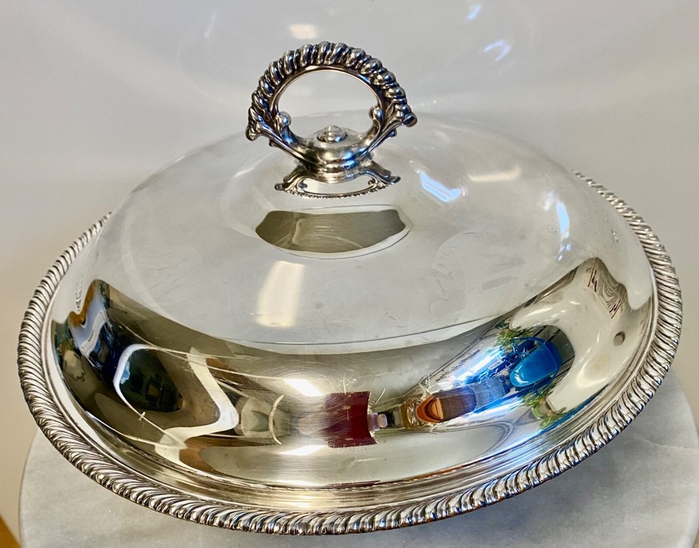 Vintage Silver Plate Lidded Vegetable / Serving Bowl