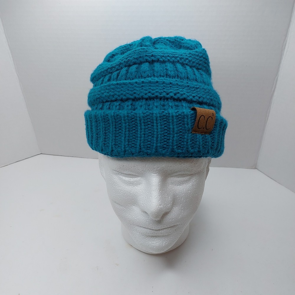 CC Teal Knit Beanie Hat Cap