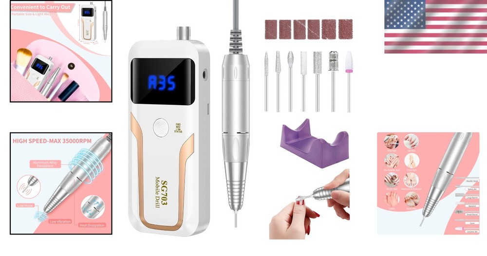 Cordless Professional Nail Drill Machine - 9 Hours Runtime with Easy Operation