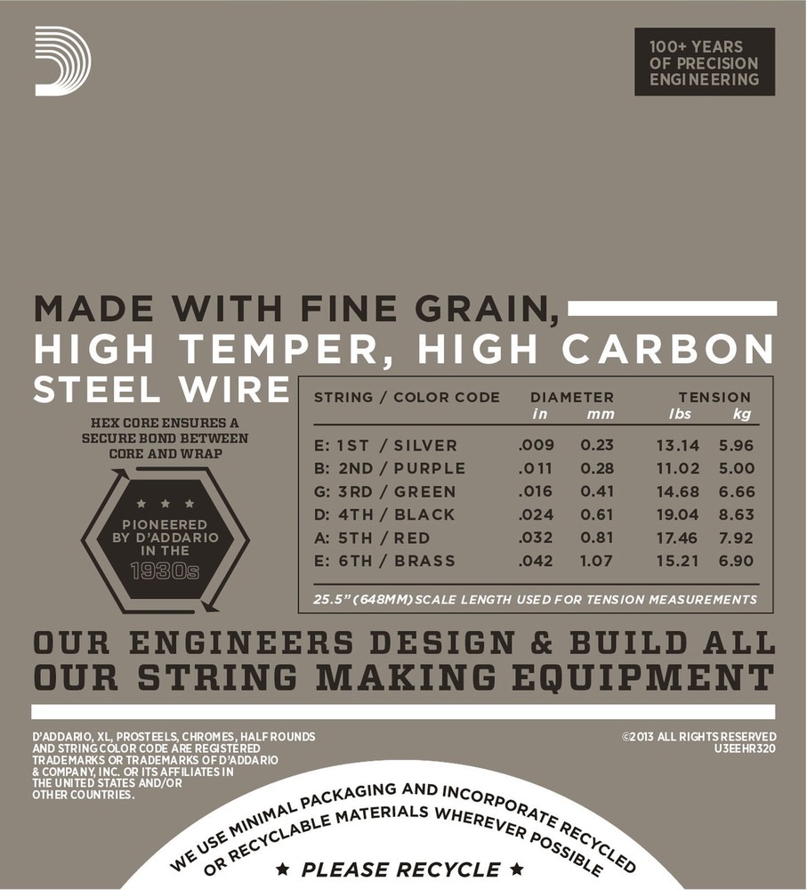 D'Addario Guitar Strings 3 Sets Half Rounds EHR320 Super Light 9-42