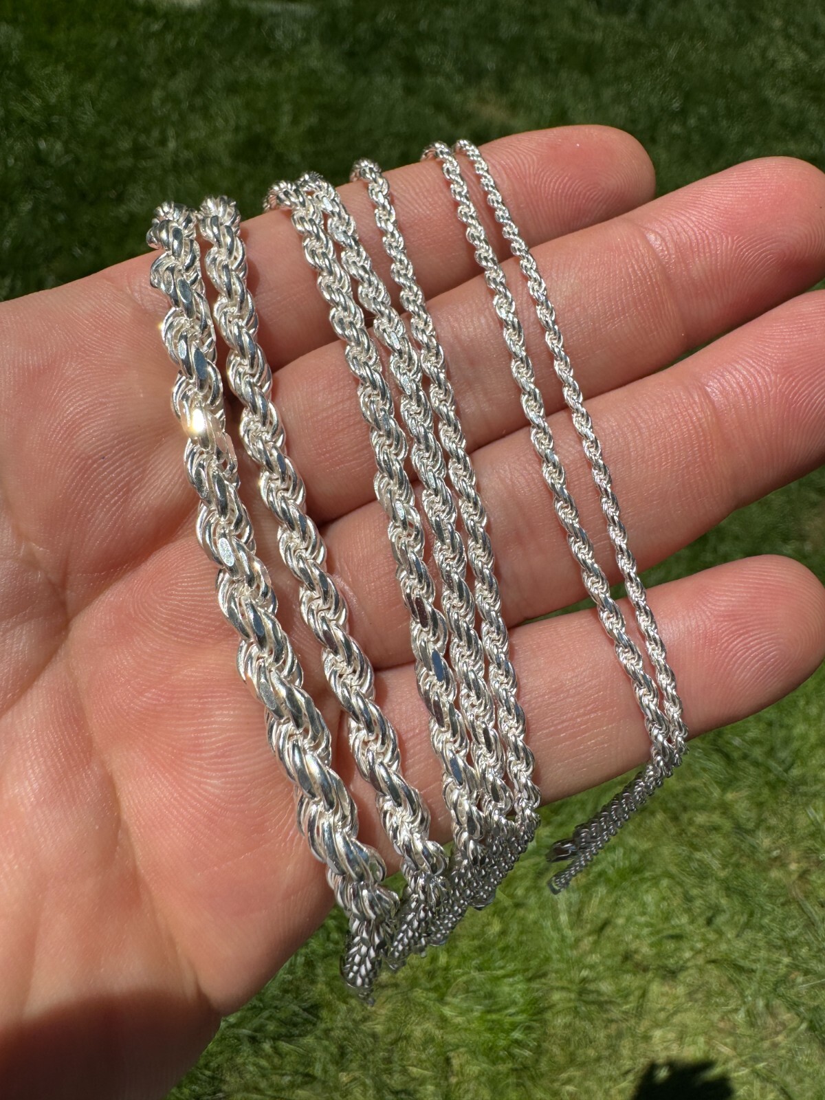 Real Solid 925 Sterling Silver Rope Bracelet 2mm-6mm Men's Women's 6-9"