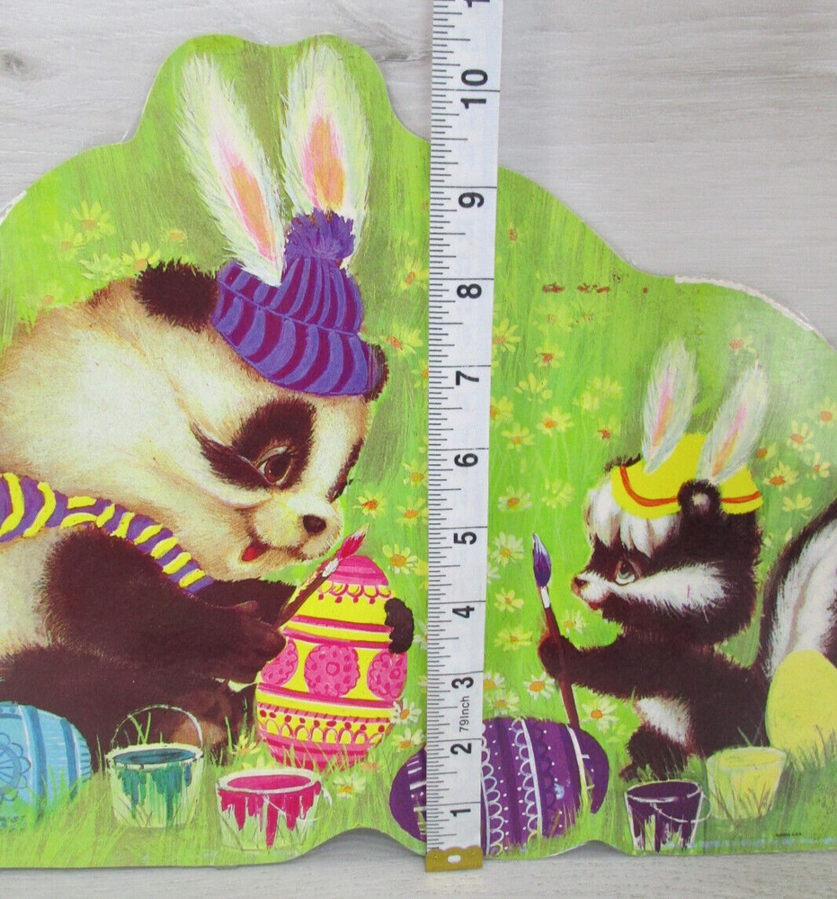 Vtg Eureka Easter Die-Cut Panda and Skunk Easter Egg Artists Wall/Window Hang