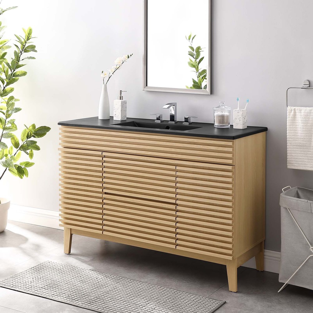 Modway Render 48" Single Bathroom Vanity in Oak Black