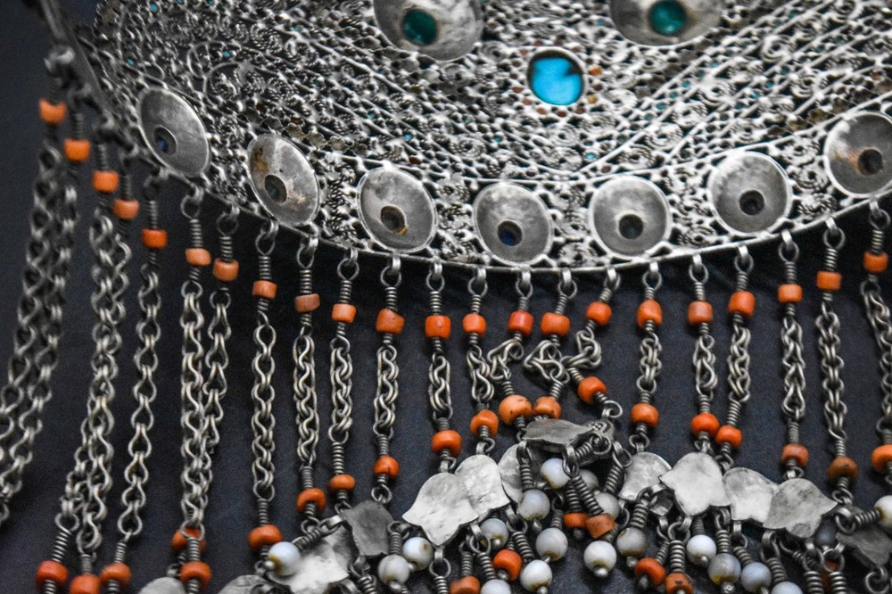 Exquisite Bukhara Persian Solid Silver Tiara with Stone work Islamic Eastern