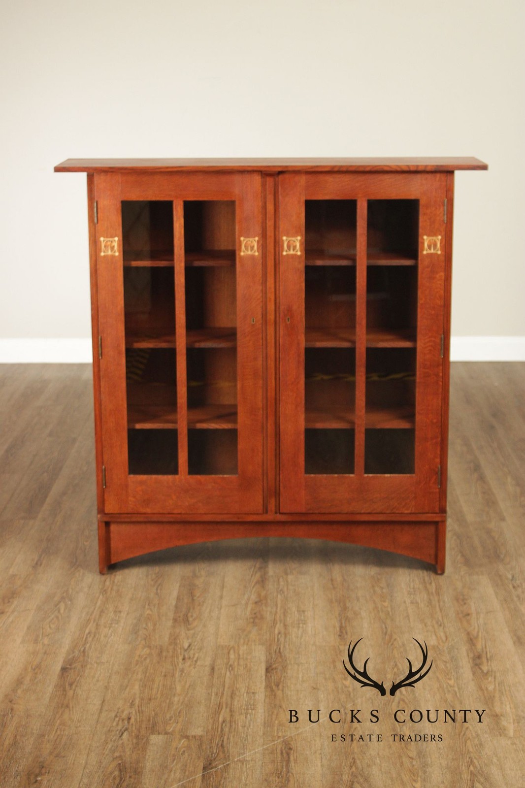 Oak Two Door Bookcase Harvey Ellis Inlaid Oak 2 Door Bookcase