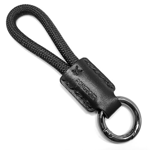 Handmade Cowhide Leather Short Keychain,Car Key Chain Black