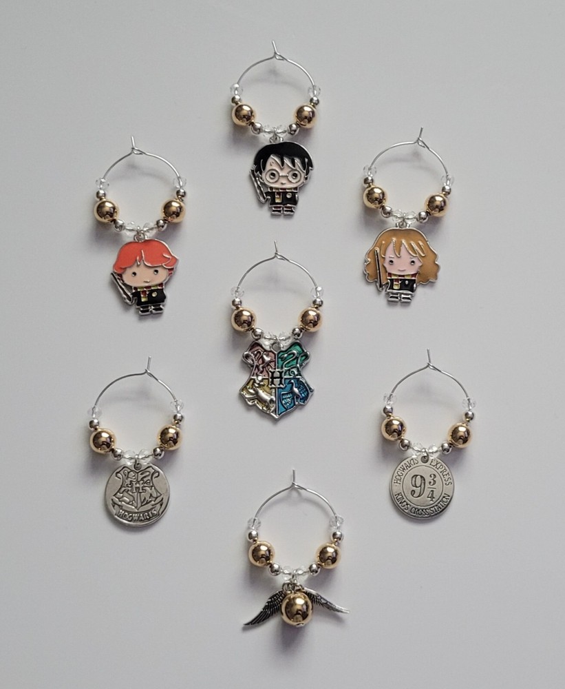 Harry potter wine glass charms.