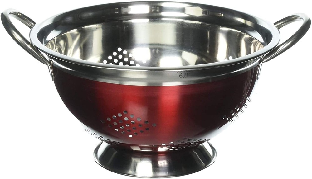 5 quart Stainless Steel Colander-Red Multicolor