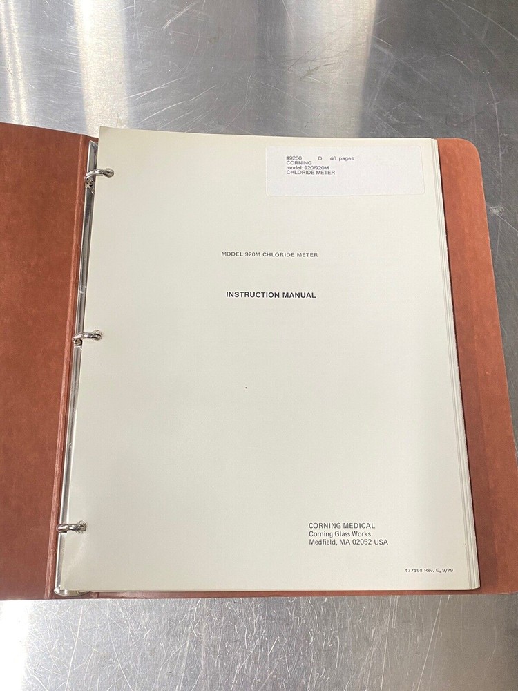 Corning 920/920M Chloride meter - Users Guide / Instruction Manual