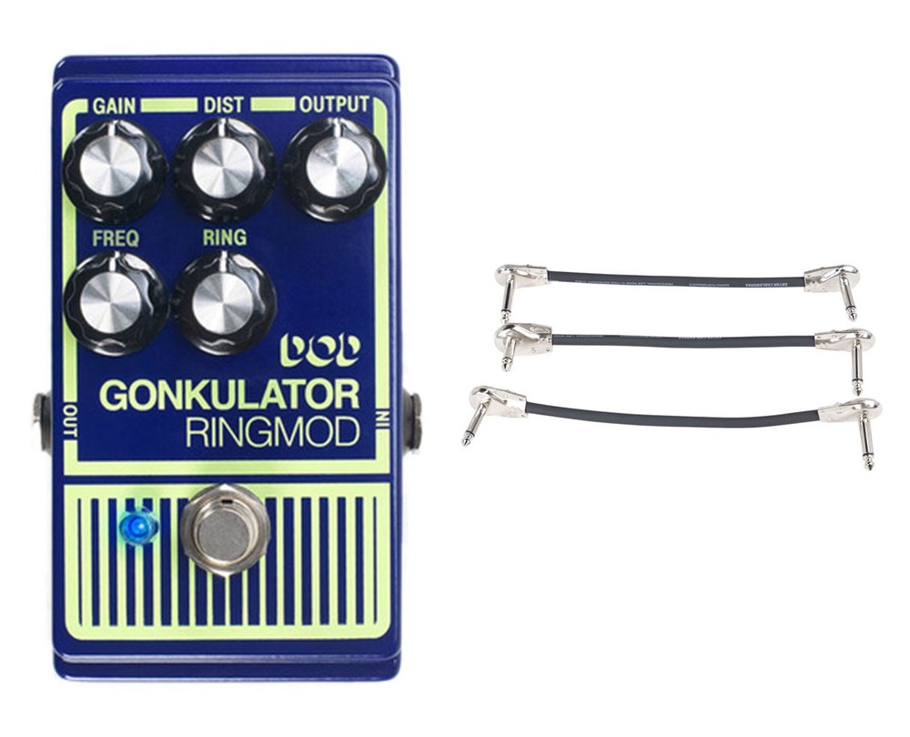 DOD Gonkulator Ring Modulator Pedal + Gator Patch Cable 3 Pack