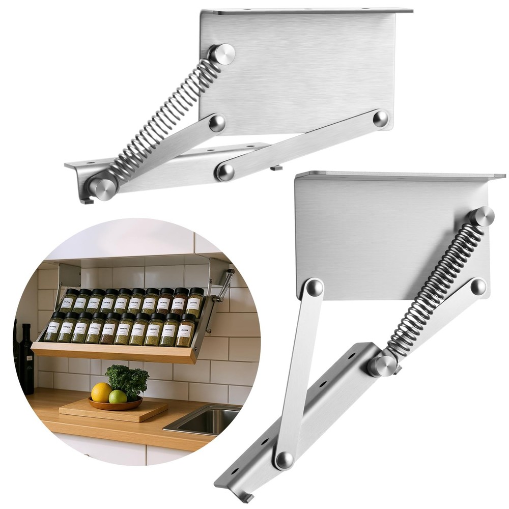 2 Pcs Pull Down Rack Hinges Under Cabinet Hinges for Spice Knife Coffee Pod S...
