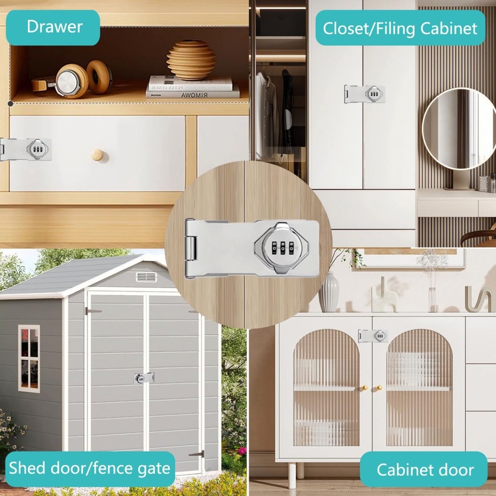 Closet Locks for Double Doors - 4.5inch Folding Door Lock with Code 3-Digit S...