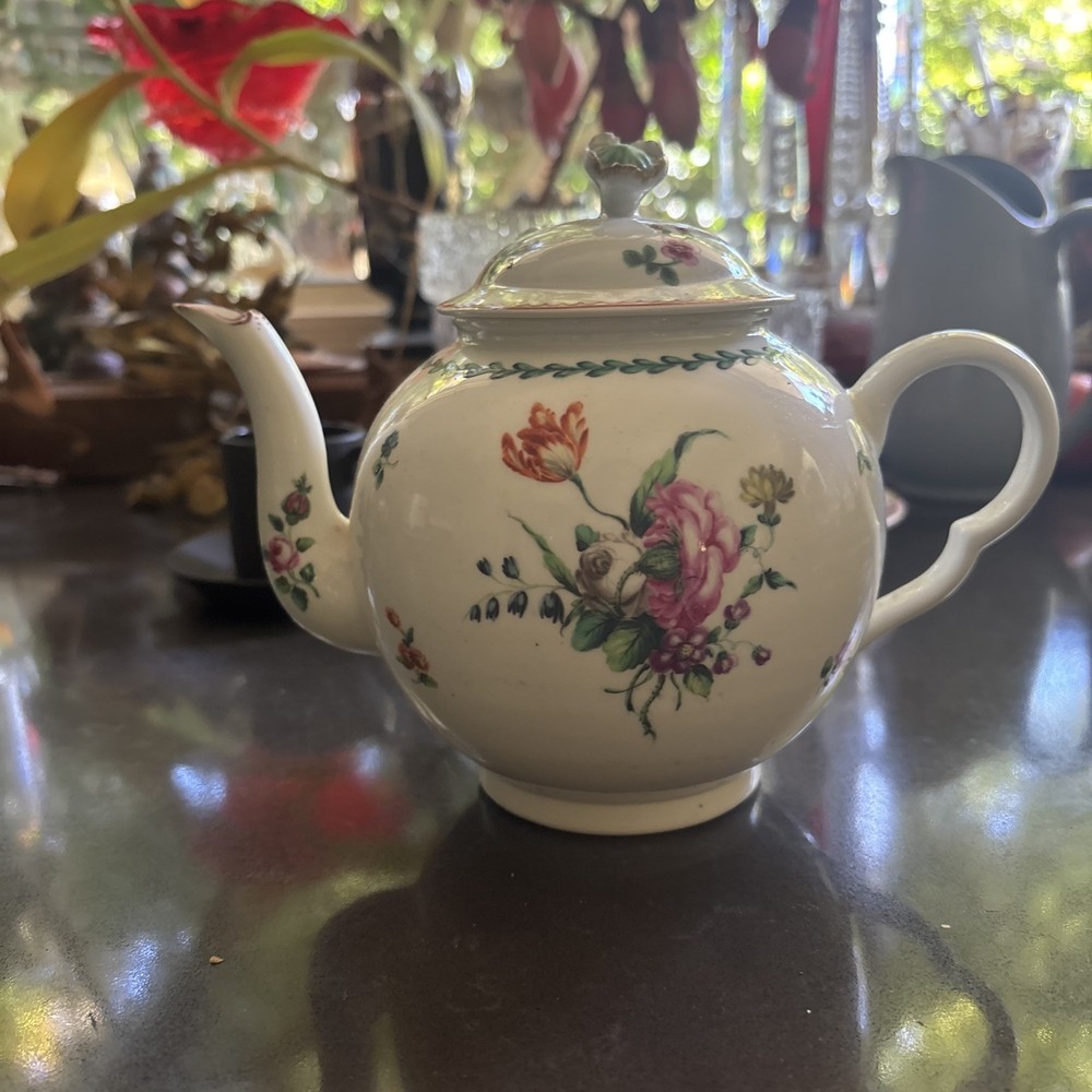 Derby Teapot Circa 1760 Flower Painted