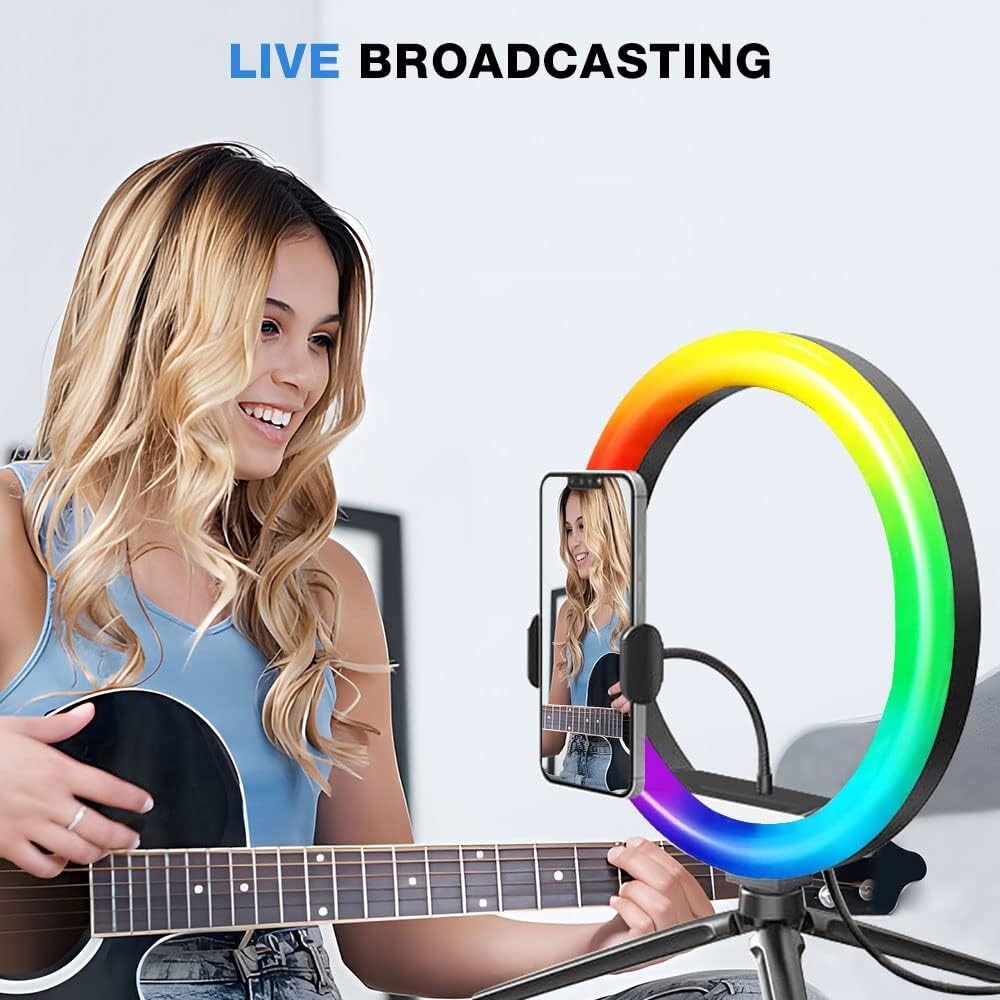 VITANO 10'' Ring Light with Tripod Stand Selfie RGB Dimmable
