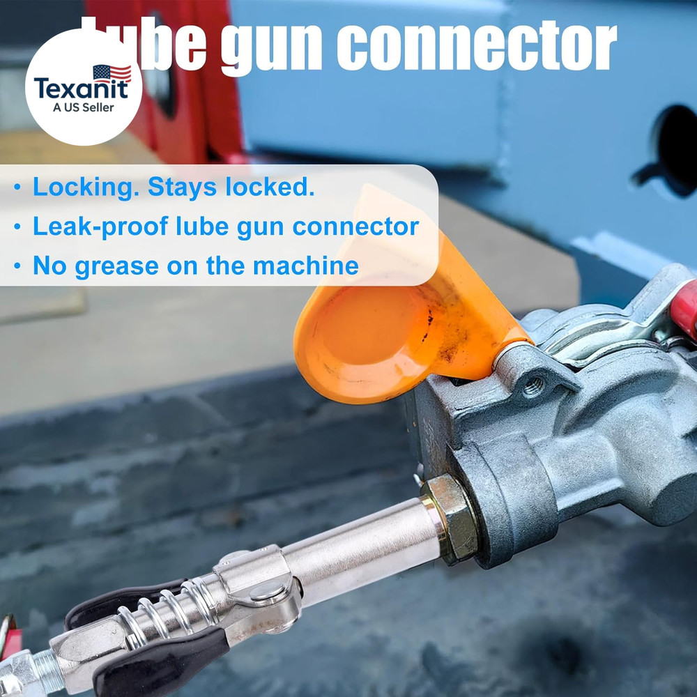 Grease Gun Accessory Kit, Quick-Locking Grease Gun Connector Coupler with 12-Inc