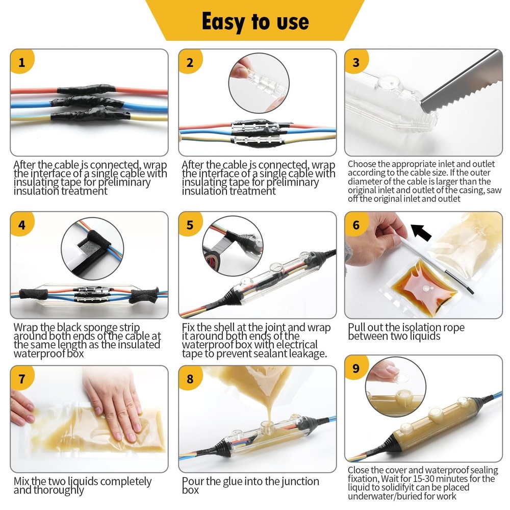 Inground Waterproof Cable Junction Box(3Pack) Outdoor Underground Cable Junct...