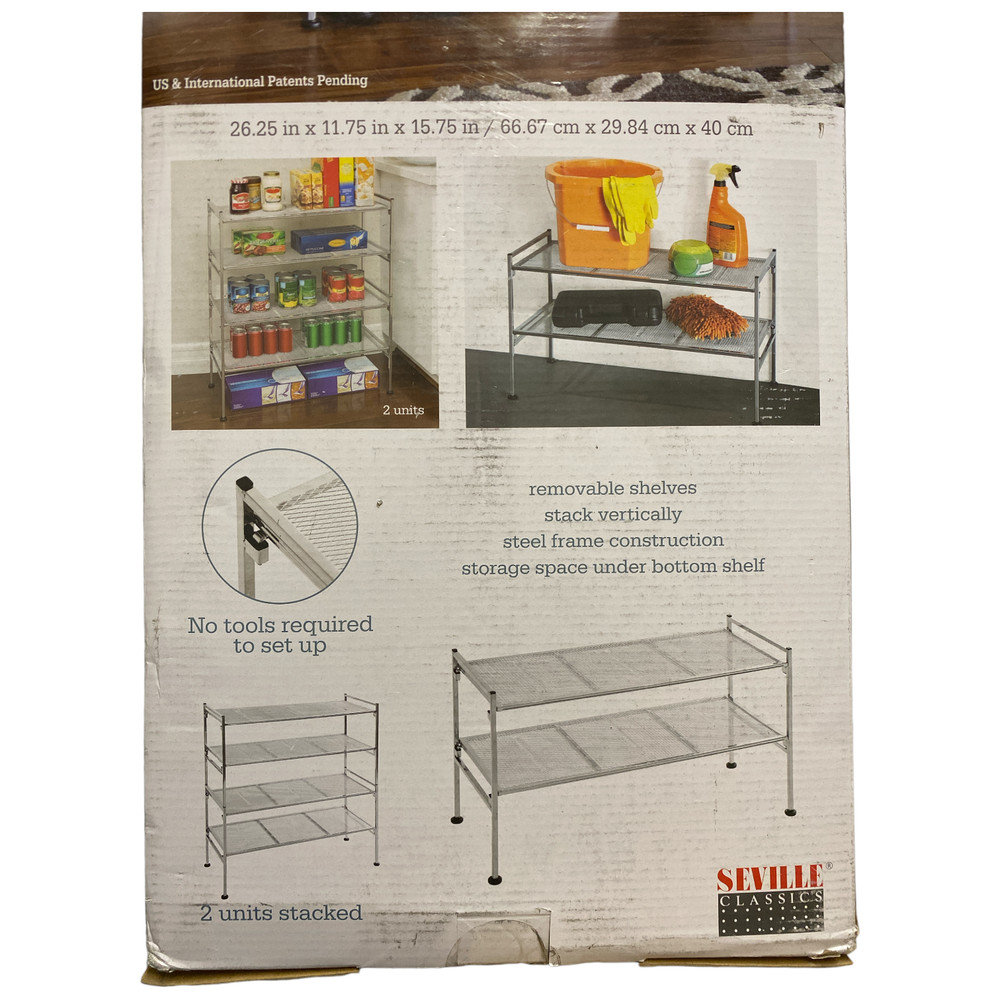 Seville Classics 2-Tier Stackable Shoe & Utility Rack, Silver