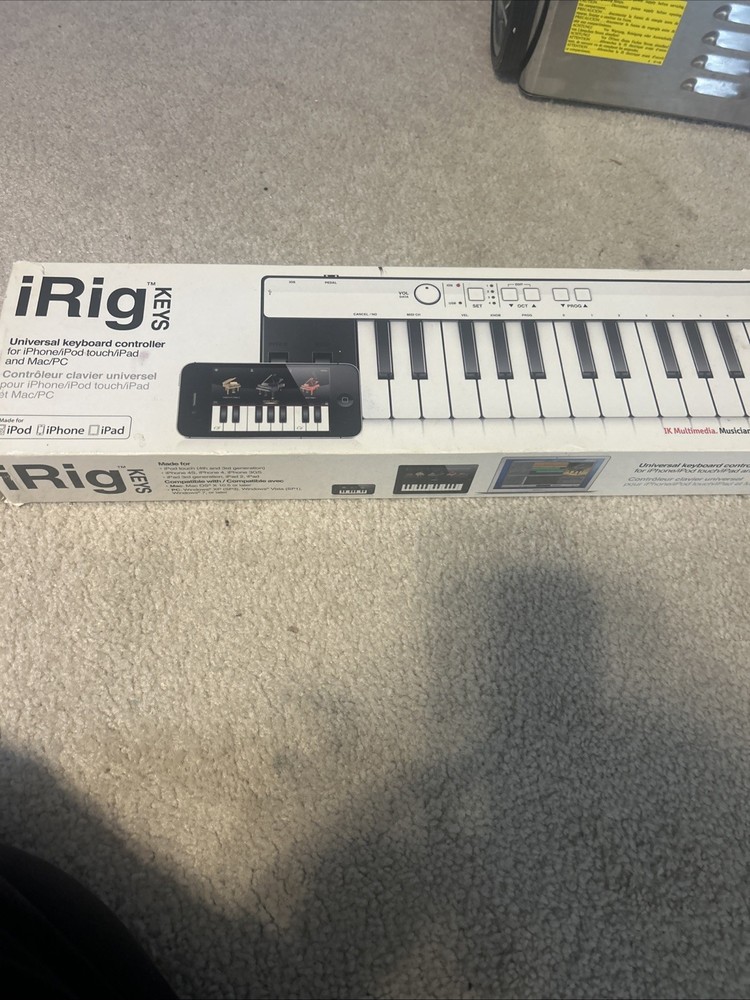iRig Keys 37-Key USB MIDI Keyboard Controller for iPhone iPad Mac PC w/ Box &...