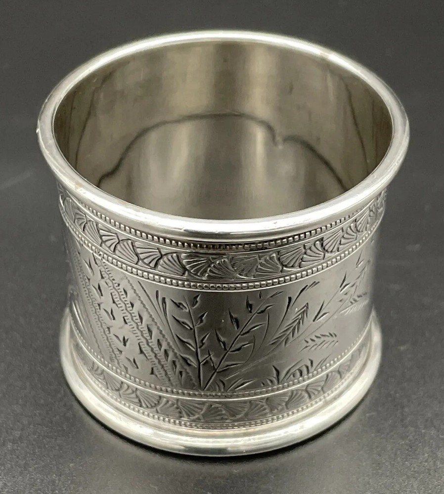 Large Gorham Brite-Cut Sterling Silver Napkin Ring Name Engraved “Catharine”