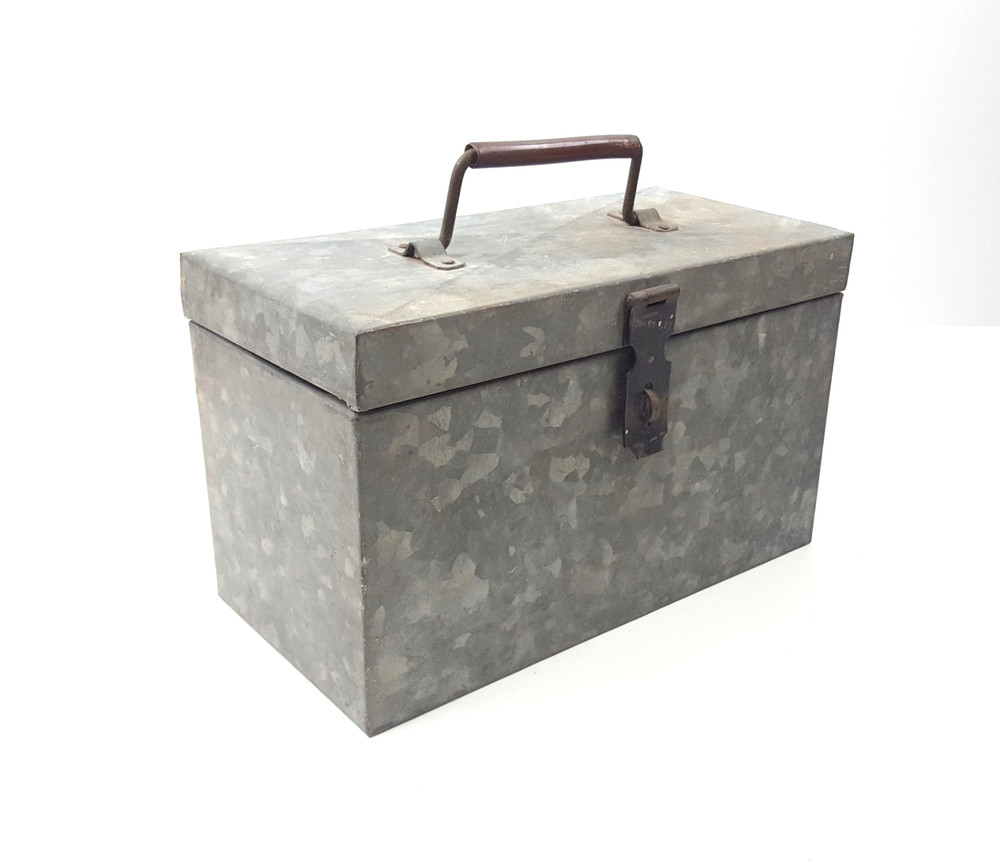 Vintage Galvanized Metal Tool Box
