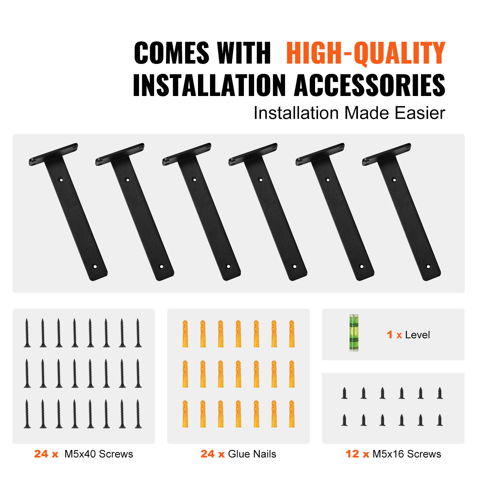 VEVOR 6 Pcs Shelf Bracket 10 inch Heavy Duty Floating Shelf Brackets