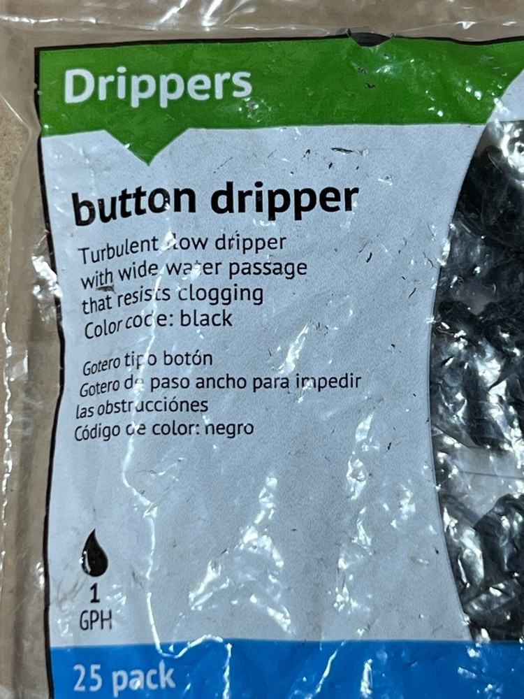 25-Pack DIG 1 GPH Turbulent Flow Button Dripper W221B