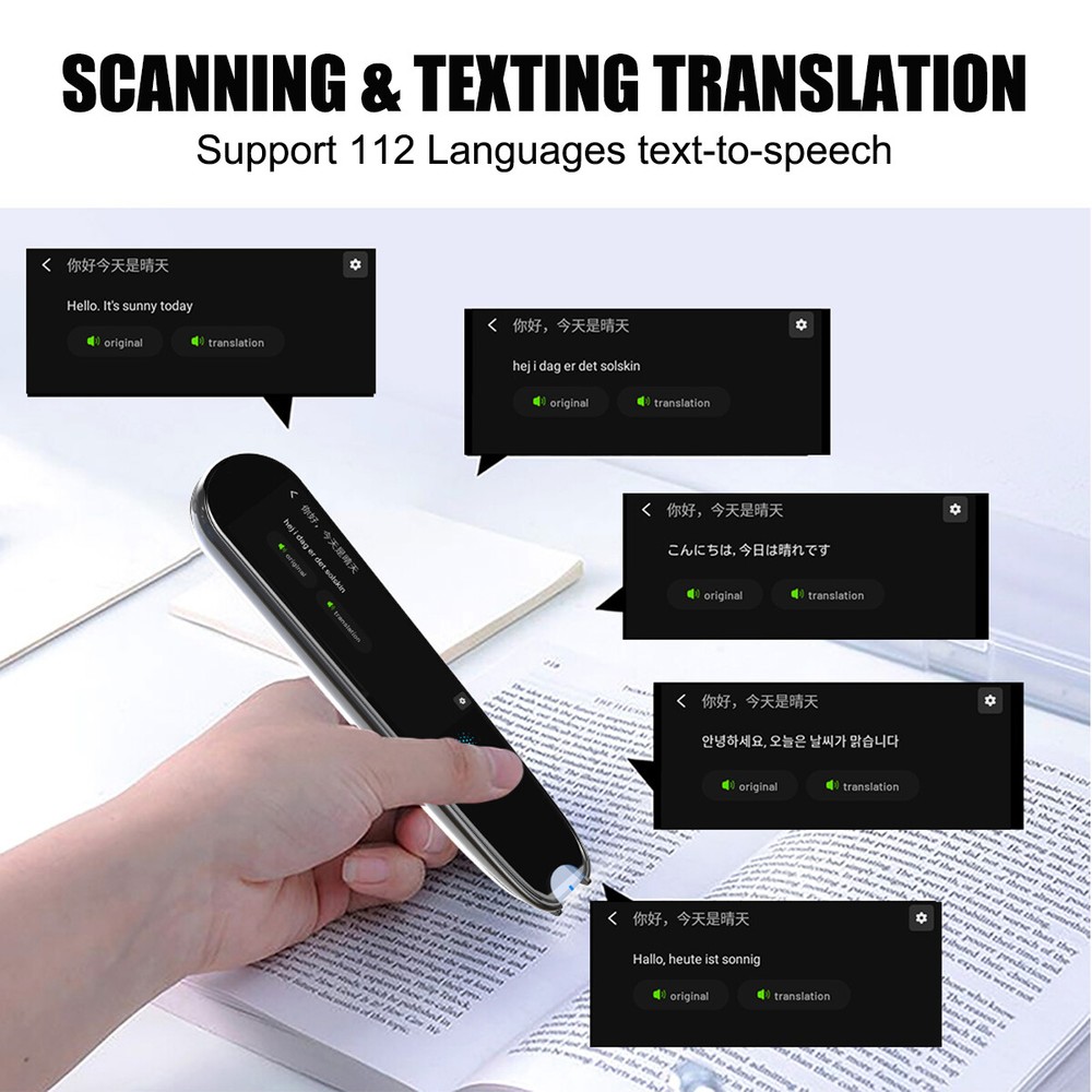 Language Translator Device 112 Language Real Time Translator pen Smart Recording