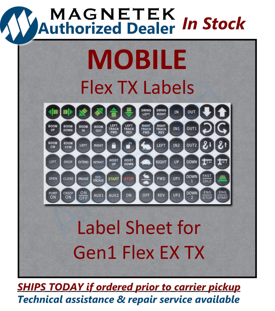 Magnetek Radio Remote Control Transmitter Motion MOBILE Push Button Label Sheet