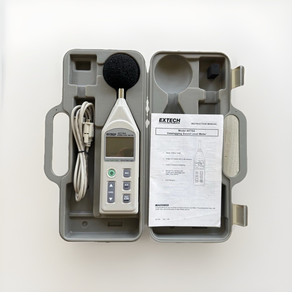 Extech 407764 Sound Level Meter DATALOGGER with Case - FULLY WORKING/LIGHT USE
