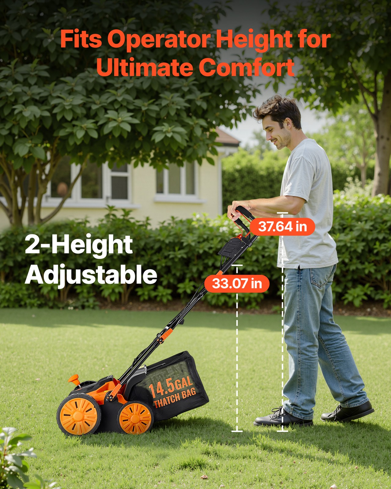 VEVOR 2-in-1 Electric Dethatcher and Scarifier Lawn Dethatcher 16-Inch 15 Amp