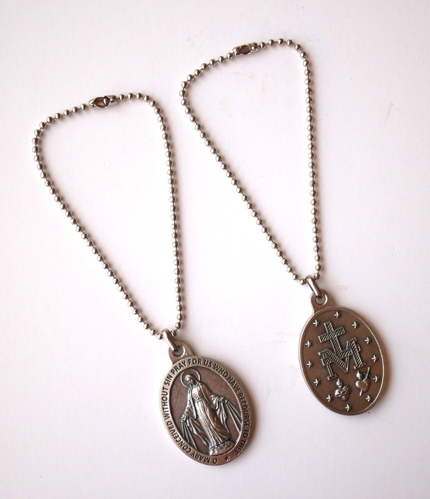 Miraculous Silver Tone Medal Car / Truck Rosary