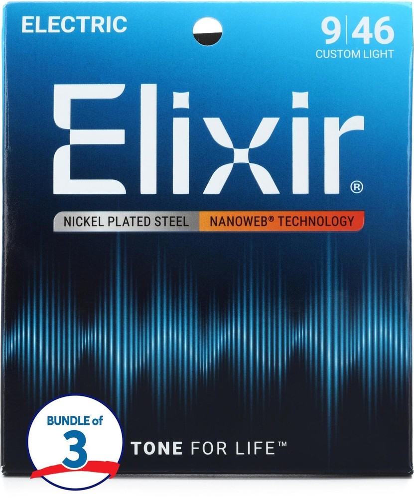 Elixir Strings 12027 Nanoweb Electric Guitar Strings - .009-.046 Custom Light