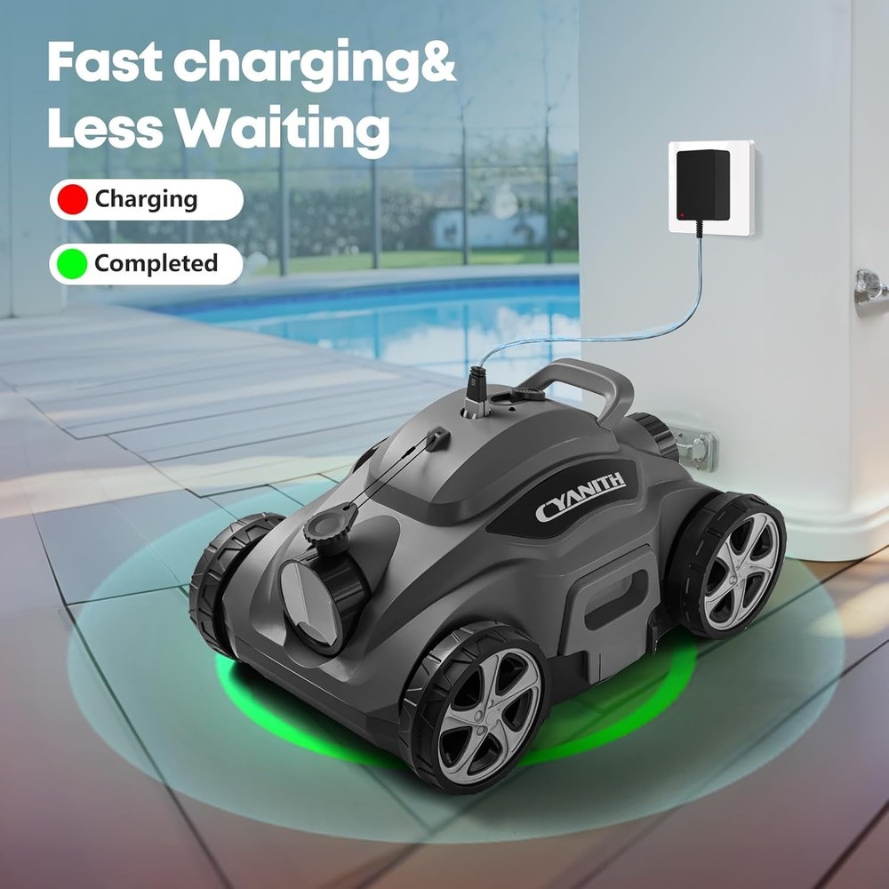 110 Mins Runtime Pool Vacuum for Above Ground Pool, Cordless Robotic Pool Cle...