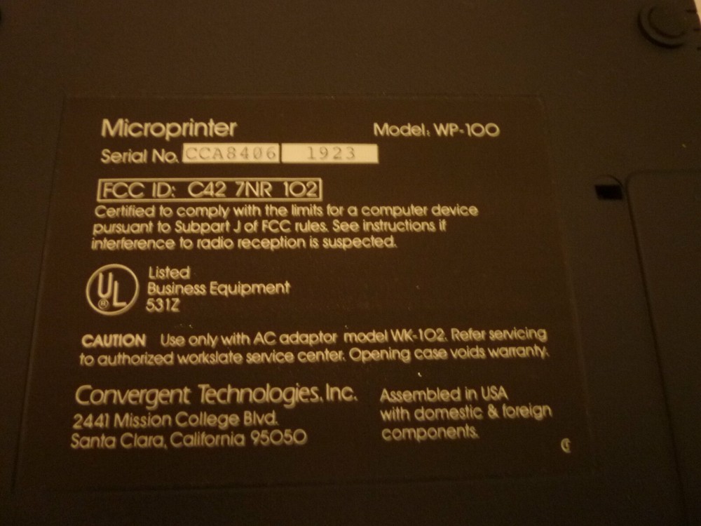 MICROPRINTER MODEL: WP-100